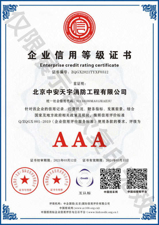 Enterprise credit rating AAA certificate