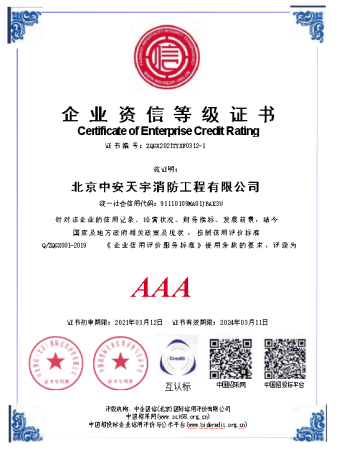 Enterprise credit rating certificate AAA