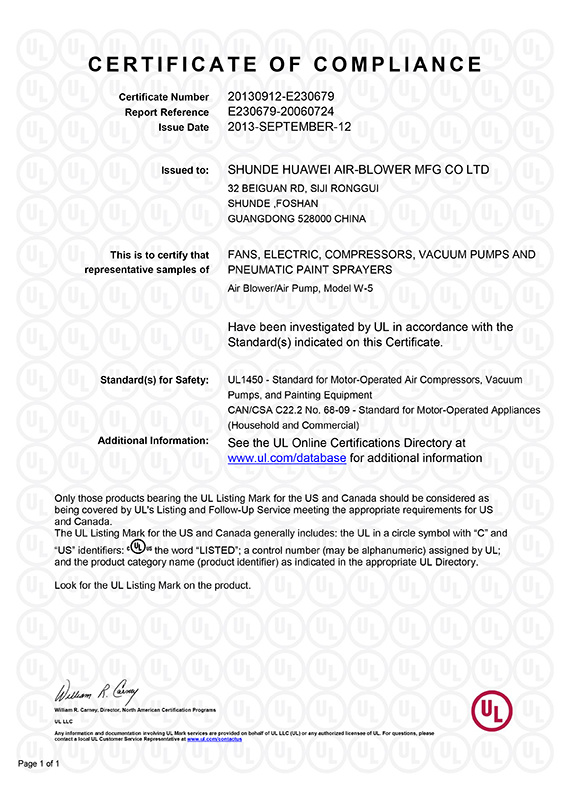 (W-5) UL Certificate