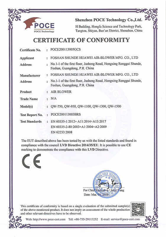 (QW) LVD certificate Original