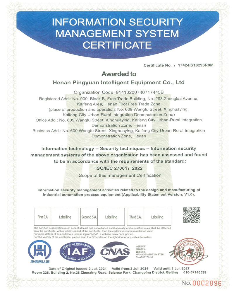 Certificate of Information Security Management System