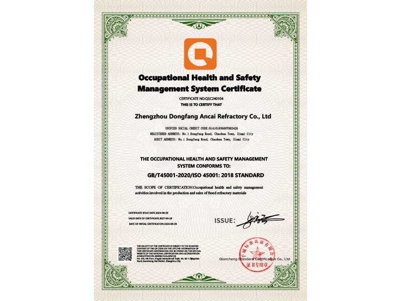 Occupational health and safety management system certification