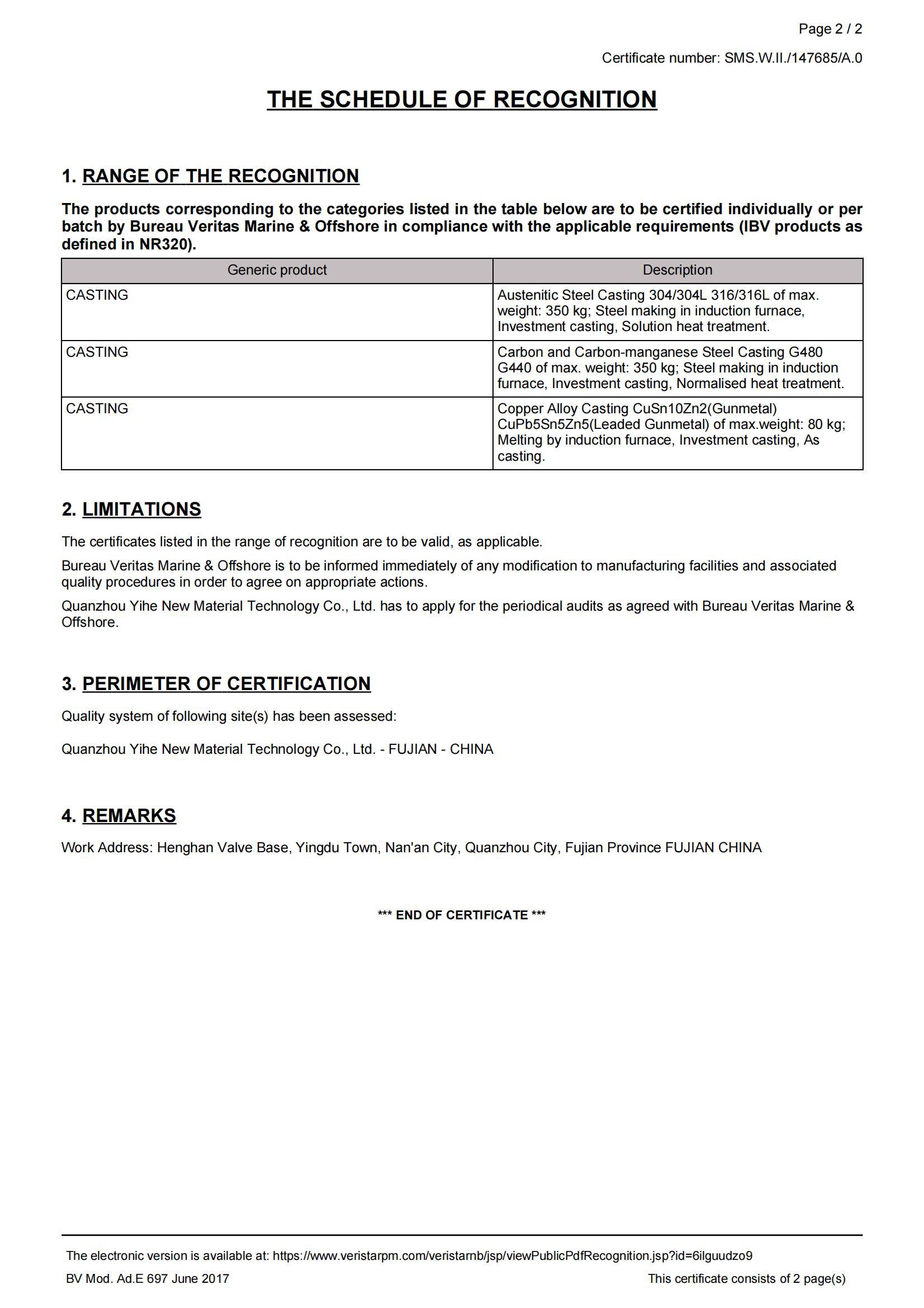 Certificate number: SMS.W.ll./147685/A.0-2 Certificate number: SMS.W.ll./147685/A.0-2