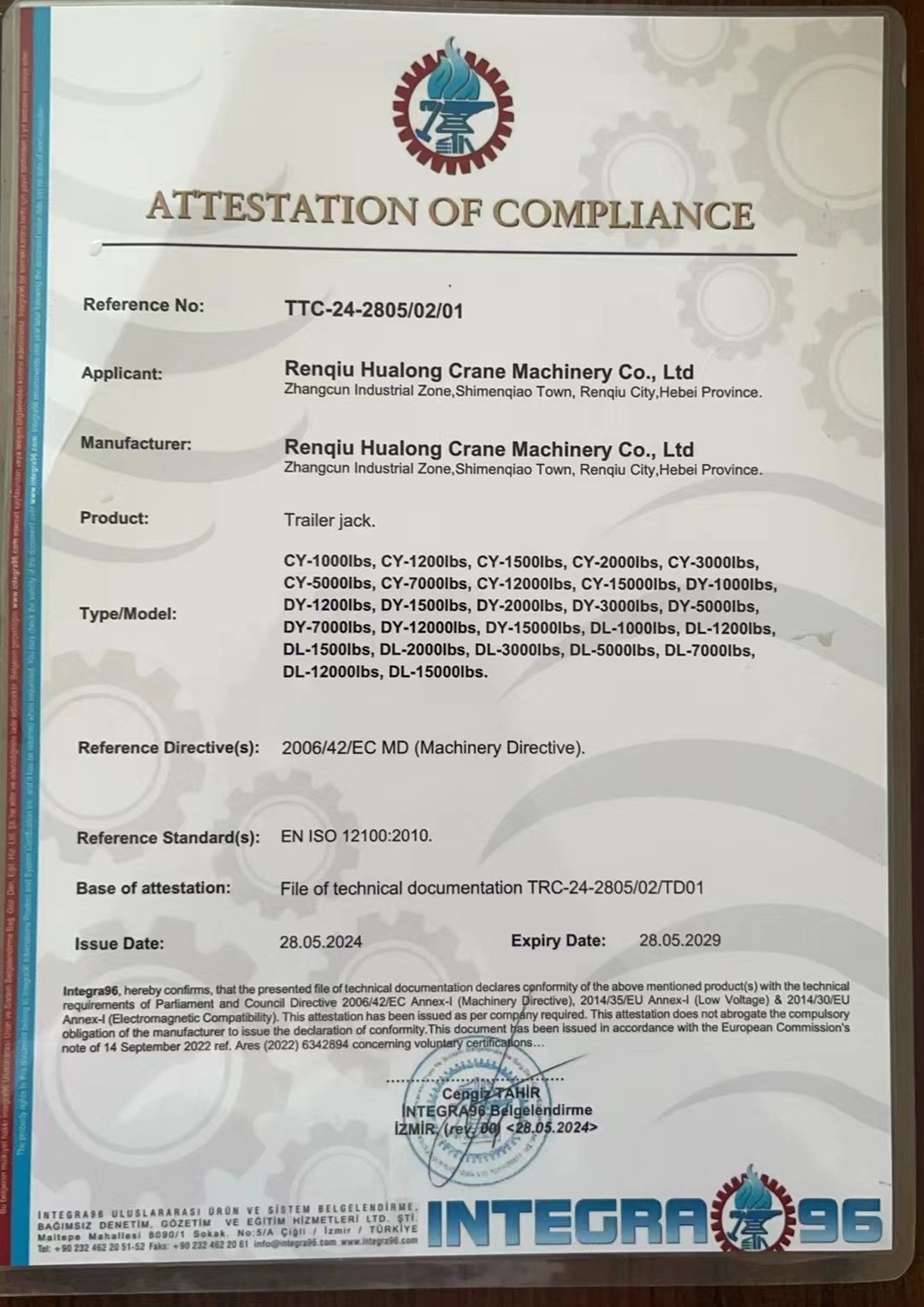 ATTESTATION OF COMPLIANCE