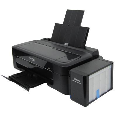 Epson L313 printer, color inkjet photo printer, connected to ink bin