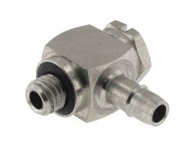 Beswick Engineering M5 Thread to Barb, Adjustable Position Elbow