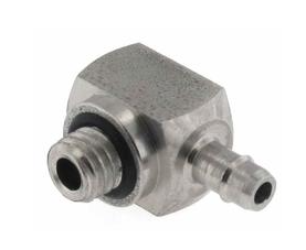 Beswick Engineering 10-32 Thread to Barb, Low Profile Adjustable Position Elbow