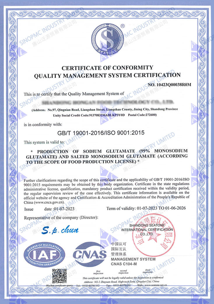 SODIUM GLUTAMATE ISO 9001