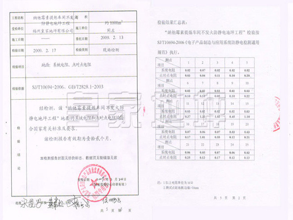 不發火防爆地坪檢驗報告-皇家地坪