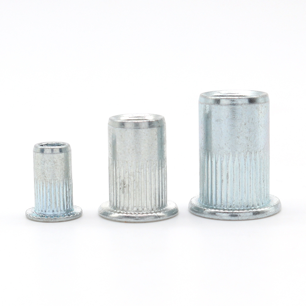 Flat head vertical stripe riveted nut plated