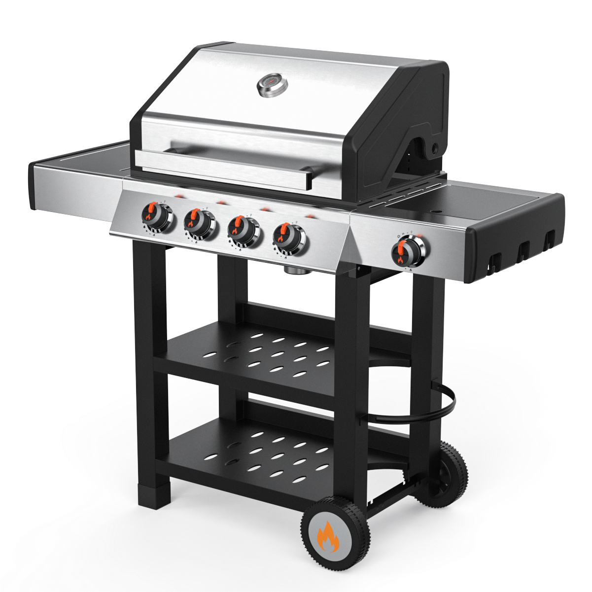 4 Burner Propane Gas Grill with Side Burner and Double Deck Storage ...