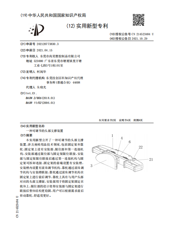 An adjustable head support device An adjustable head support device