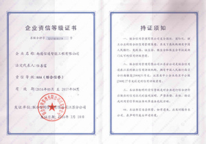 Enterprise Credit Rating Certificate