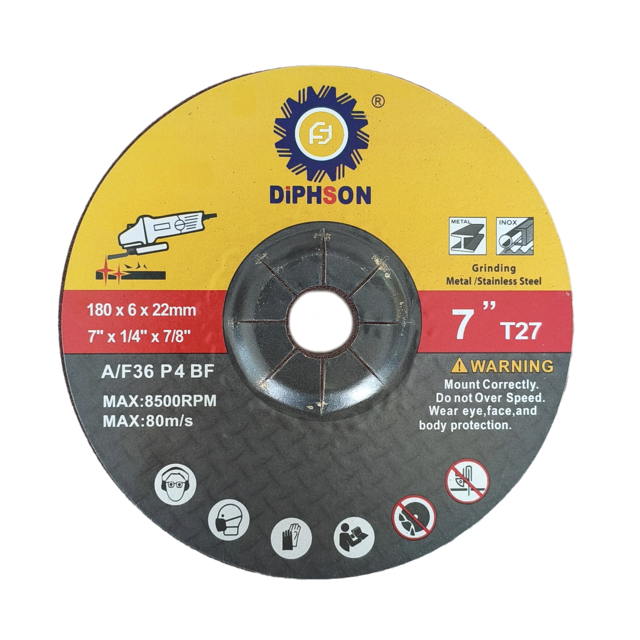 7 Inch Grinding Wheel-180*6*22mm Red