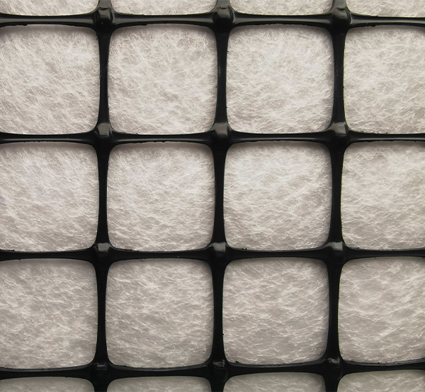 Geogrid-nonwoven geocomposite