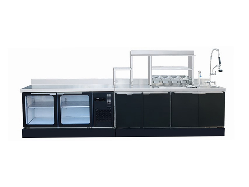 Matte brushed black potting steel back bar console Matte brushed black potting steel back bar console