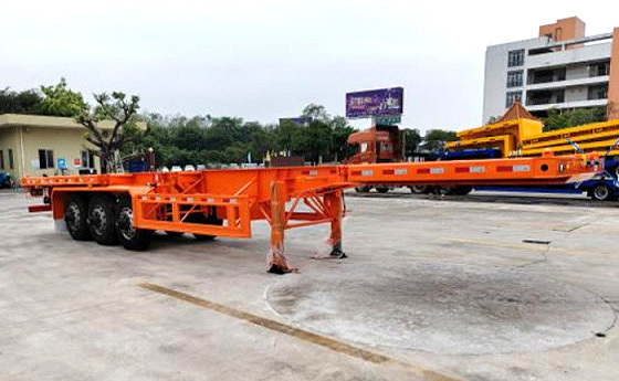 Semi trailer with small platform container transportation