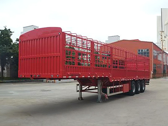 High and low warehouse grille transport semi-trailer