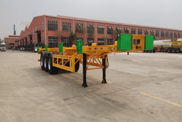Container transport semi-trailer with limit guide plate
