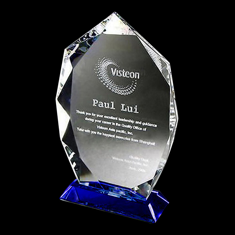 Elegant Faceted Crystal Plaque Award