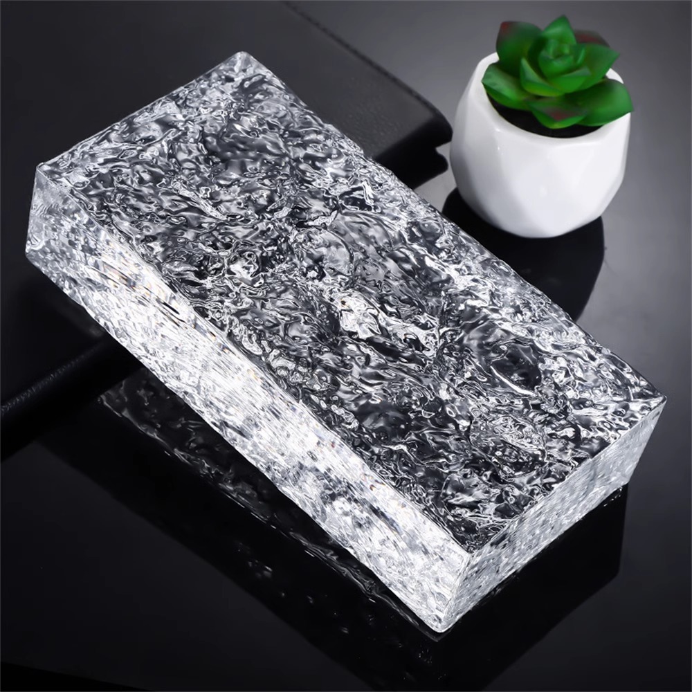 Rectangle Ice Patterned Crystal Bricks As Art Wall Decor