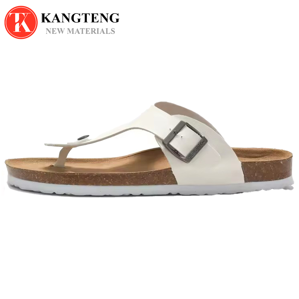Summer beach casual mens flip flop genuine suede leather buckle strap men slipper slide sandal eva cork men open toe shoes
