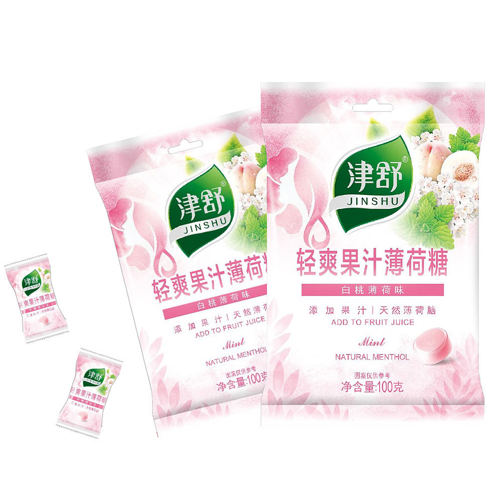 Jin Shu Light Juice Mint Candy -100g White Peach Mint Flavor