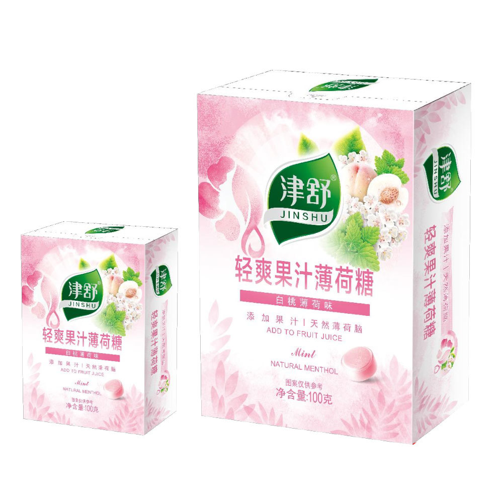 Jin Shu Light Juice Mint Candy -100g White Peach Mint Flavor