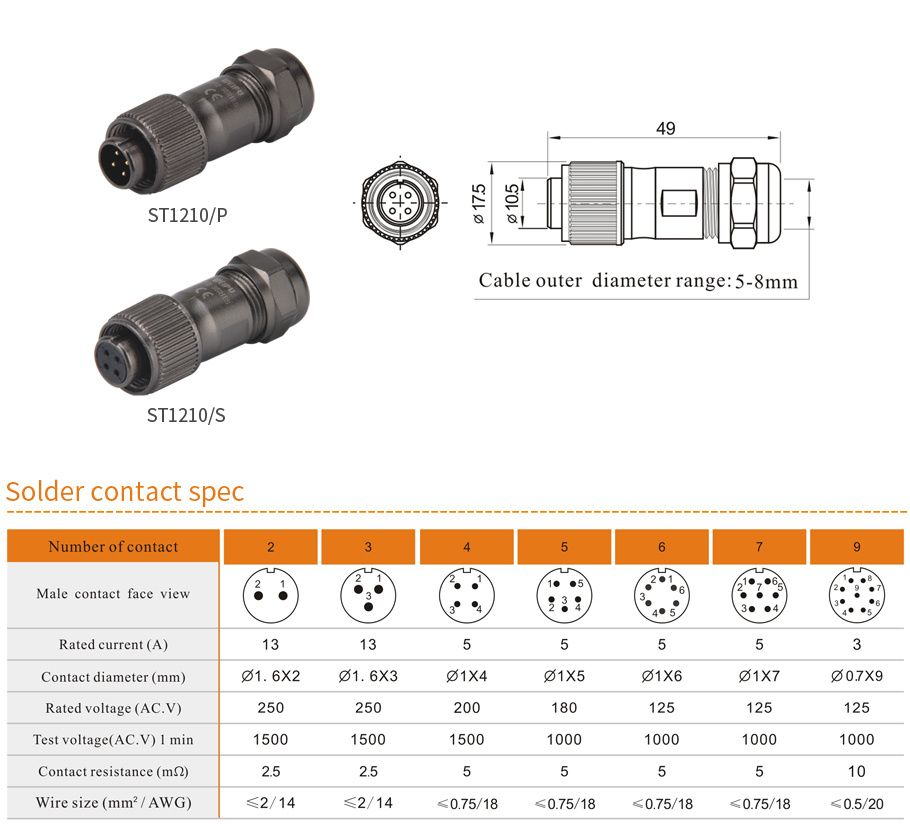 Cable connector ST1210P ST1210S-WEIPU electronic appliances Co.Ltd.