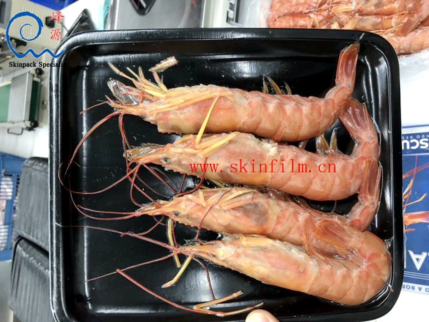 Seafood and fresh meat food skin packaging machine (vacuum skin packaging machine) shrimp skin packaging example: