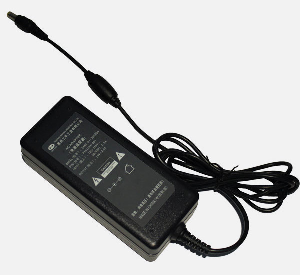 The power adapter is made of a plastic safety shell that blocks the voltage.