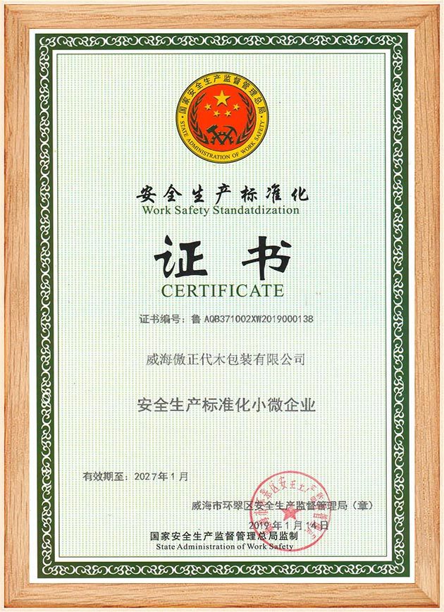 Safety Standardization Certificate Safety Standardization Certificate