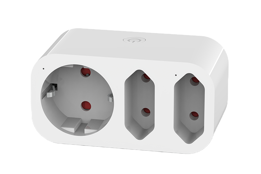 Germany Samrt Socket 230V 16A 3 Outlet Metering White