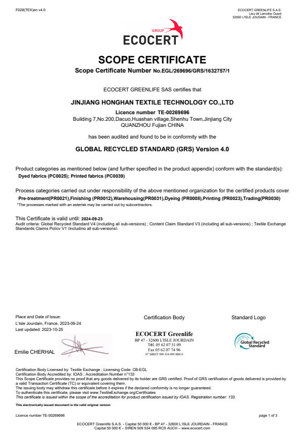 GRS Certificate 2023 GRS Certificate 2023