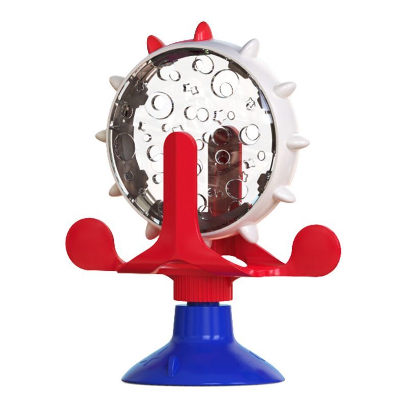 寵物用品漏食吸盤(pán)風(fēng)車(chē)貓咪狗狗玩具旋轉(zhuǎn)啃咬慢食圓形一體塑料