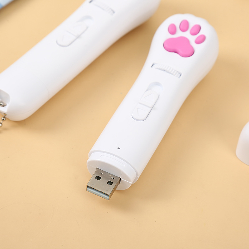 貓爪款多功能LED逗貓棒寵物用品可充電投影激光驗(yàn)?zāi)虬叨贺埞P跨境