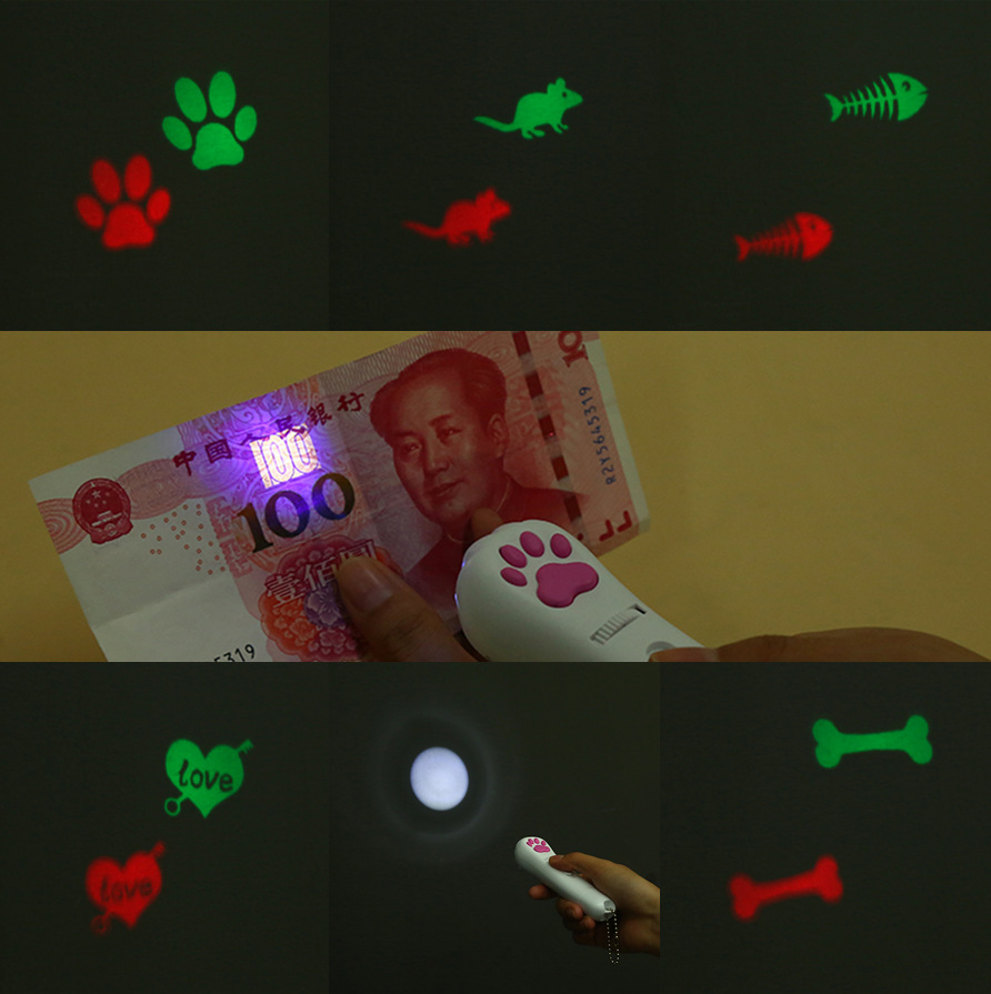 貓爪款多功能LED逗貓棒寵物用品可充電投影激光驗(yàn)?zāi)虬叨贺埞P跨境