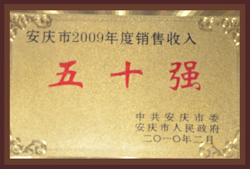 安慶市2009年度銷售收入五十強