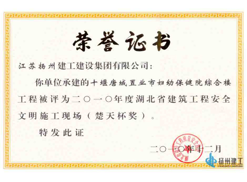 2010年度湖北省楚天杯獎(jiǎng)—十堰唐城置業(yè)市婦幼保健院綜合樓