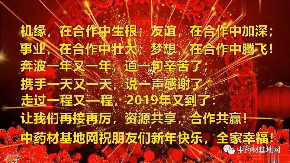 中药材基地网祝朋友们2019年元旦节快乐！