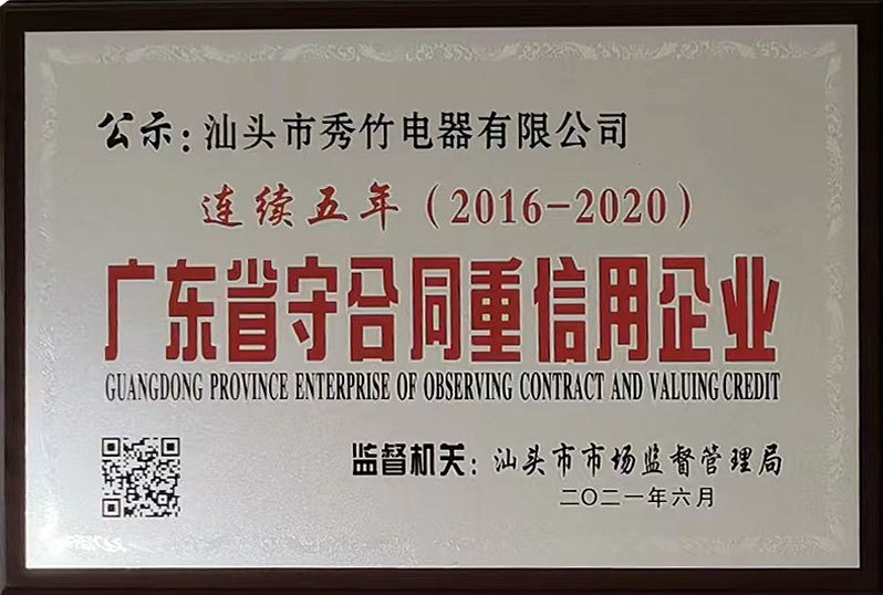 Contract-abiding and Credit-abiding Enterprises for Five Consecutive Years 2016-2020