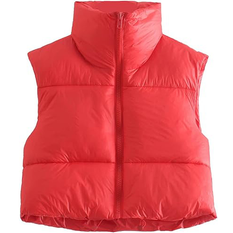 Women's Winter Crop Vest Lightweight Sleeveless Warm Outerwear Puffer Vest Padded Gilet