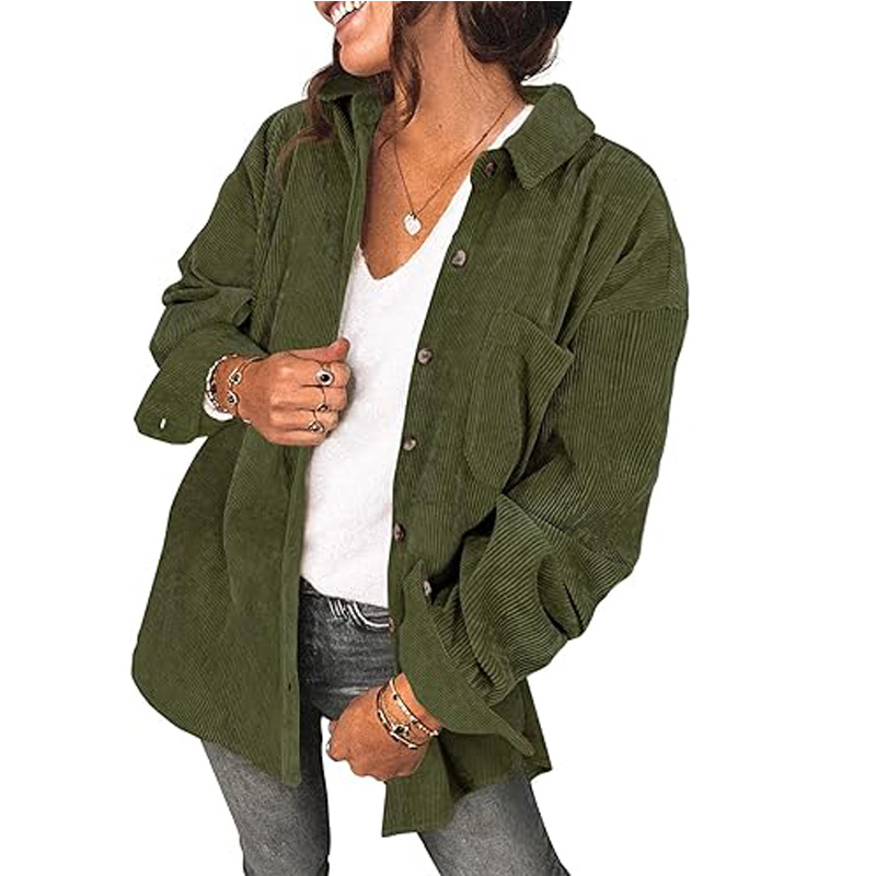 Women Corduroy Button Down Shirts Long Sleeve Blouses Tops