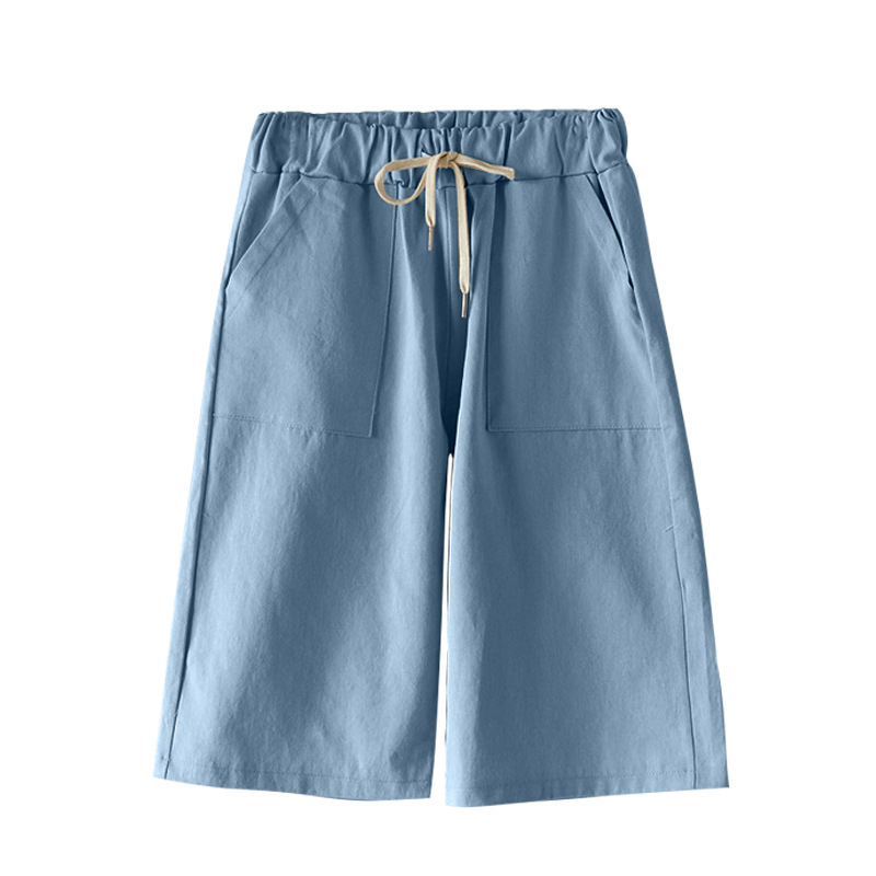 Women's Summer Cotton One-Piece Sports Shorts High Waist Thin Loose Breathable Elastic Waist Casual Straight Leg Trendy Shorts