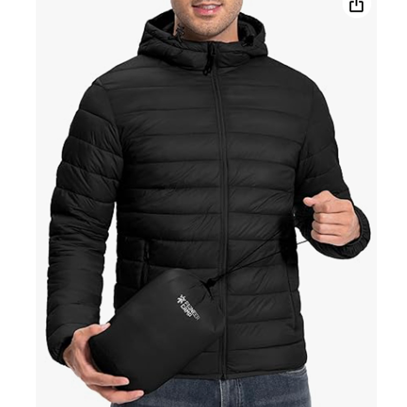 Mens Lightweight Packable Puffer Jacket Hooded Insulated Thermal Puffy Winter Jackets
