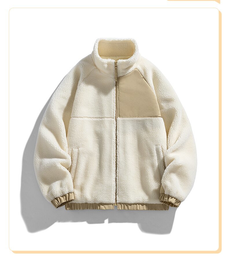 High quality autumn and winter new fashion lamb wool coat couple style jacket warm thick zipper unisex coat