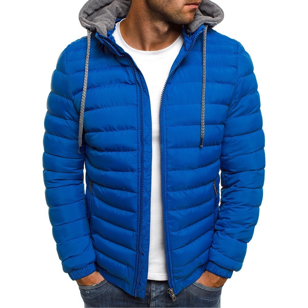 Custom Outdoor Casual Padding Coat  Mens Bubble Winter Collar Hoodie Coat With Zipper Puffer Jacket For Men