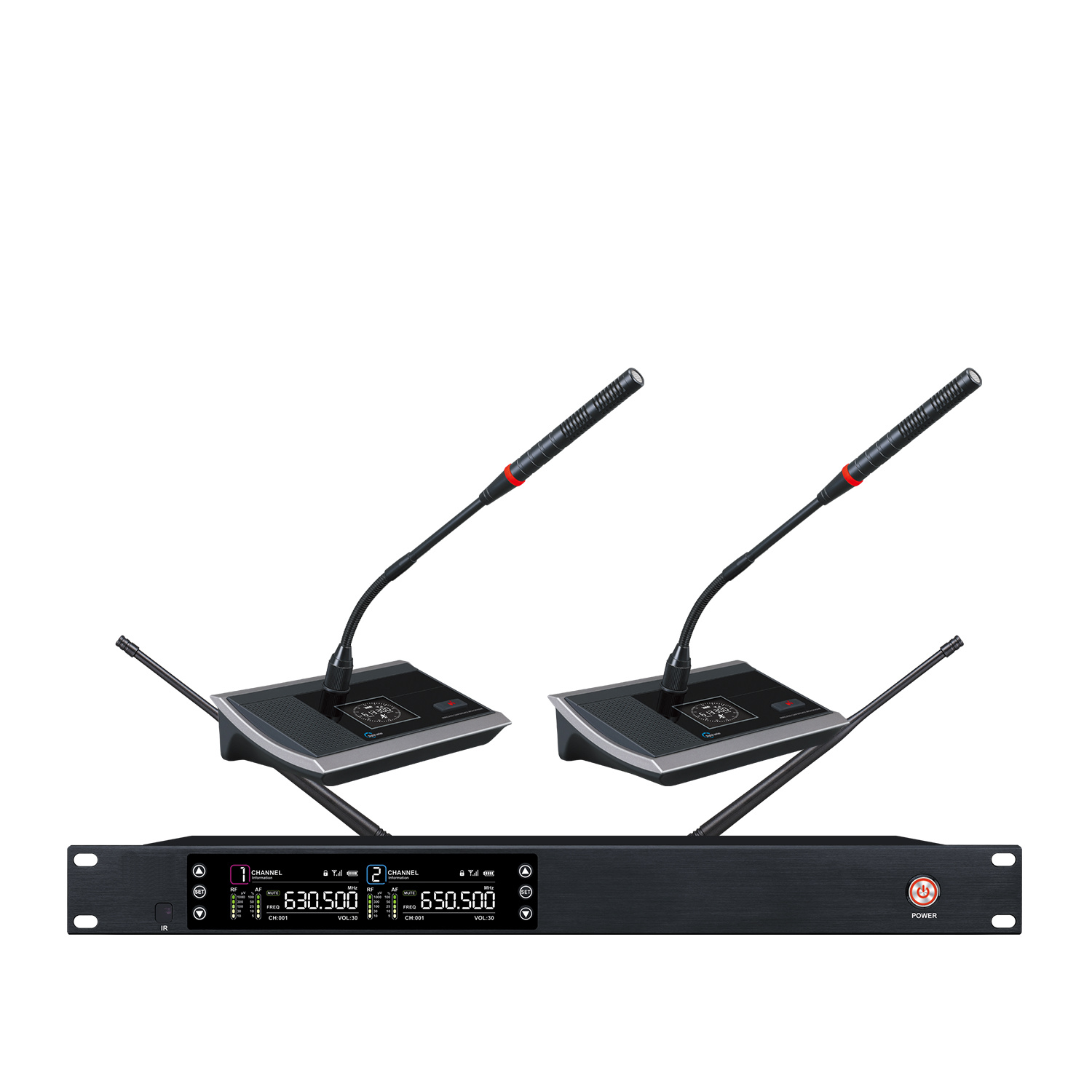 TRAIS TS-9022D Dual Channels Gooseneck UHF Conference Wireless Mic