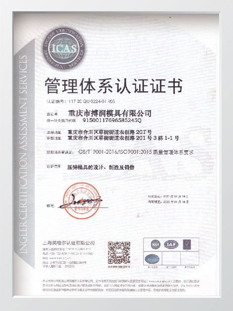 ISO9001:2015 Quality Management System Certificate (Chinese Version) ISO9001:2015 Quality Management System Certificate (Chinese Version)