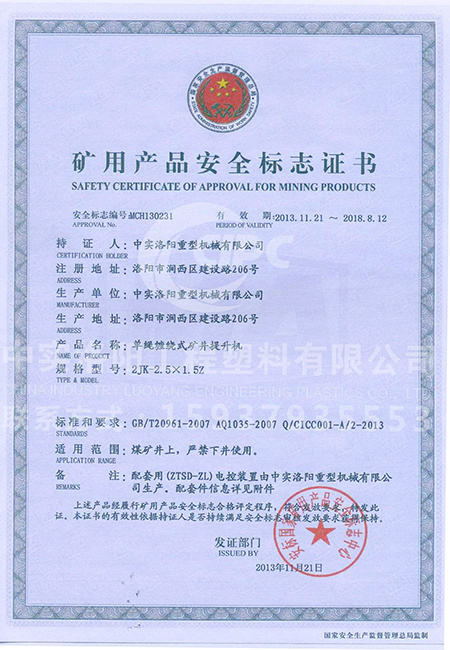 Safety Standard Certificate